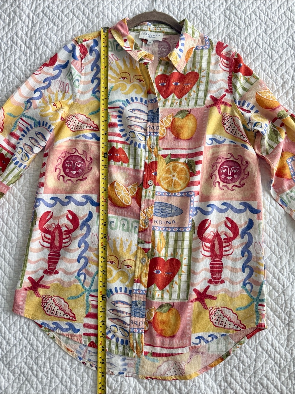 Calypso St. Barth Multicolor Tropical Print Button-Down Shirt Coastal Size M - Picture 6 of 12